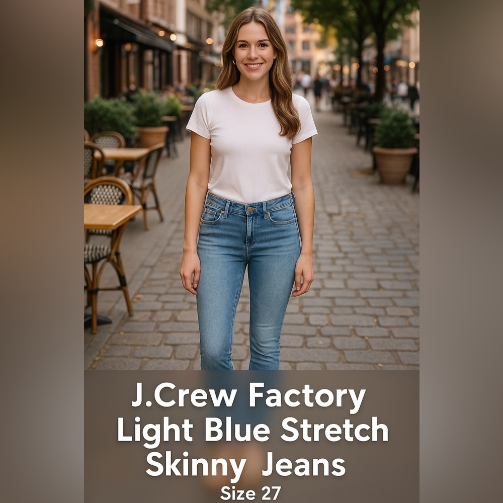 J. Crew Factory Light Blue Stretch Skinny Jeans Size 27